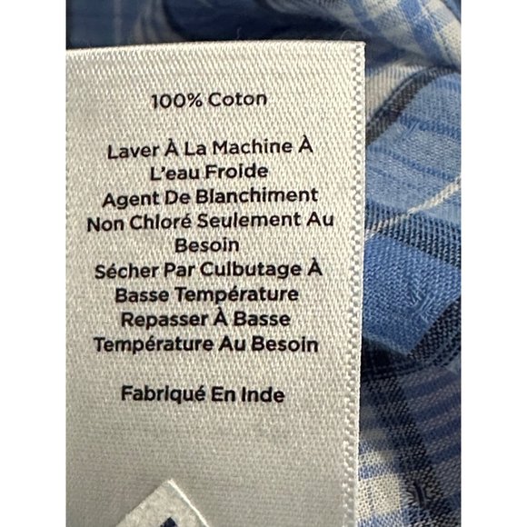 Talbots size M blue windowpane plaid 1/2 button front ruffle collar blouse - Picture 5 of 6